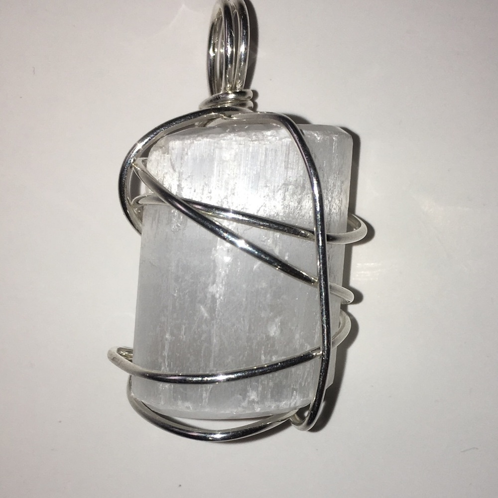 Sterling Silver Selenite Crystal Pendant